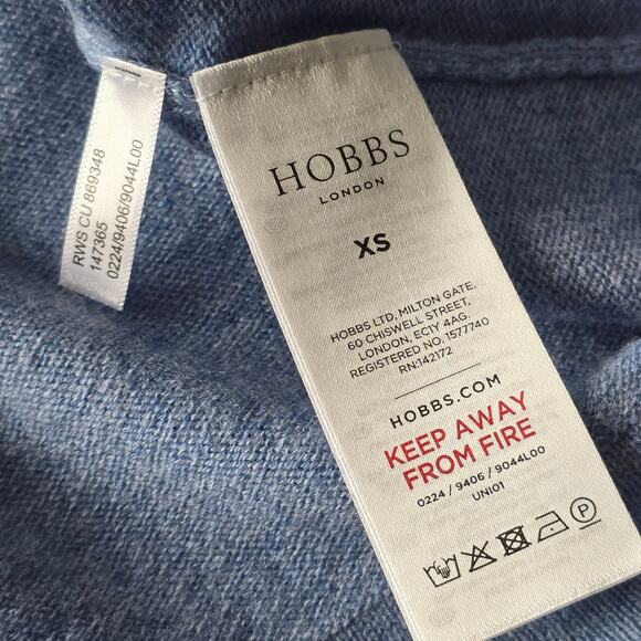Hobbs London Merino Wool Cashmere Funnel Neck Sweater Blue XS Soft Cozy Winter - Picture 8 of 10
